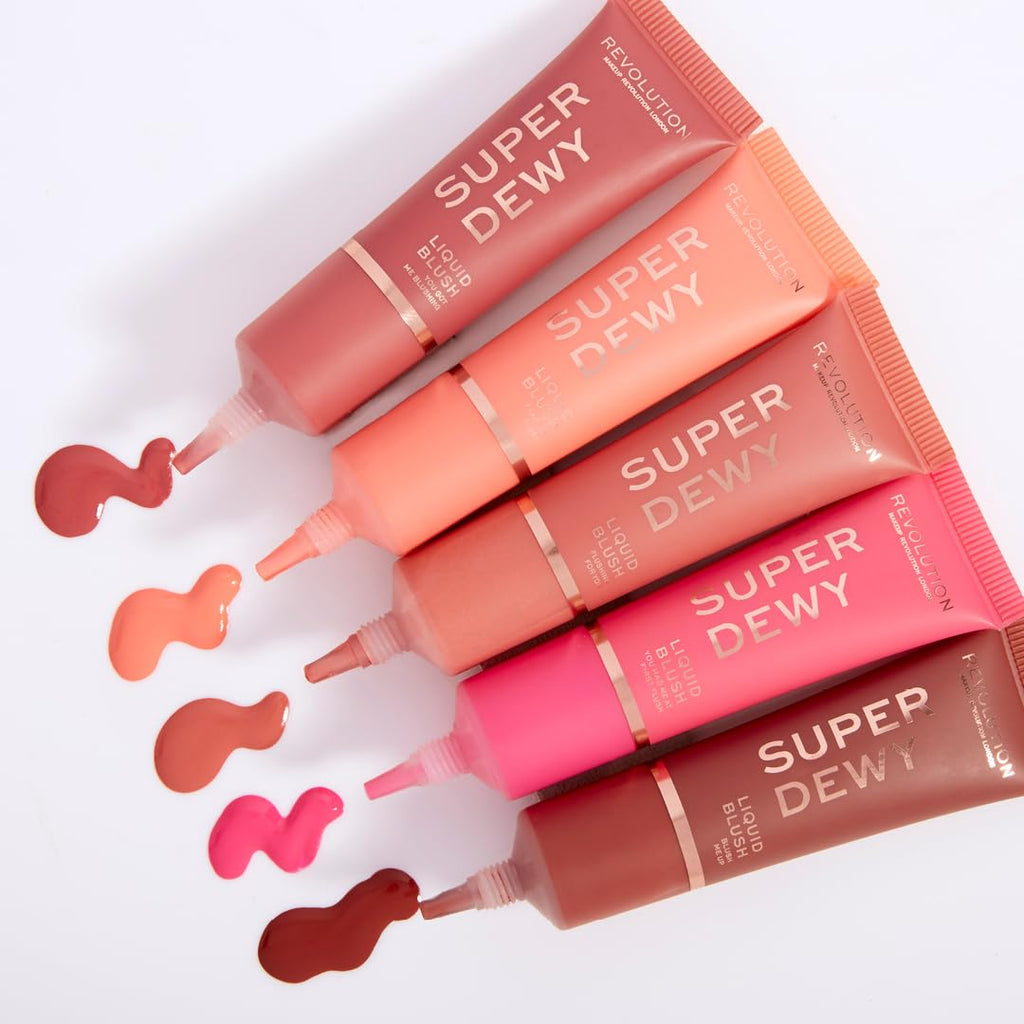 Revolution, Superdewy Liquid Blush, Richly Pigmented & Buildable, Blendable Formula, Flushing For You, 0.5 fl oz