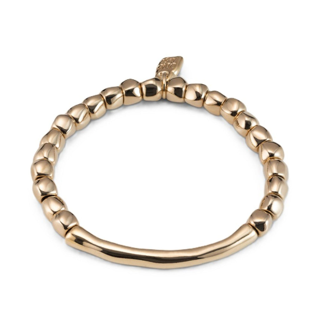 Uno de 50 JOURNEY 18K Gold-Plated Beaded Stretch Bracelet Handmade in Spain