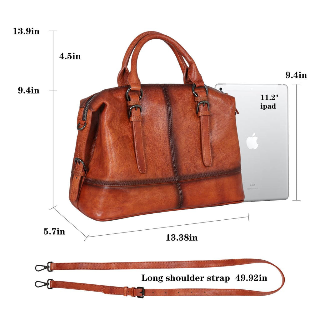 HESHE Leather Tote Bag Shoulder Purses for Women Satchel Handbags(Brown)