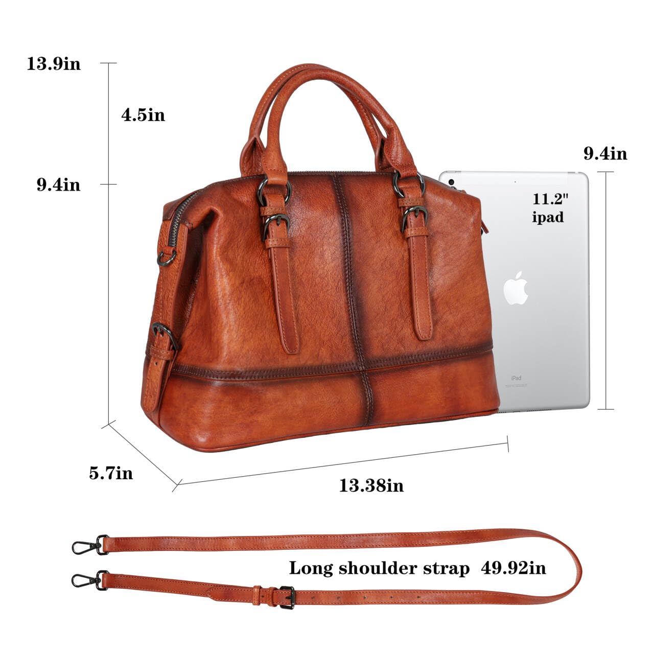HESHE Leather Tote Bag Shoulder Purses for Women Satchel Handbags(Brown)