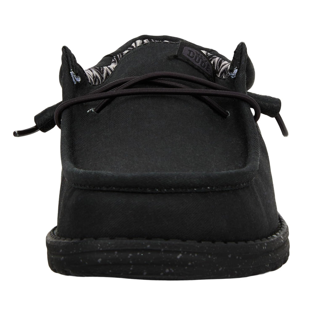 HEYDUDE Men's Wally Stretch Canvas Black/Black