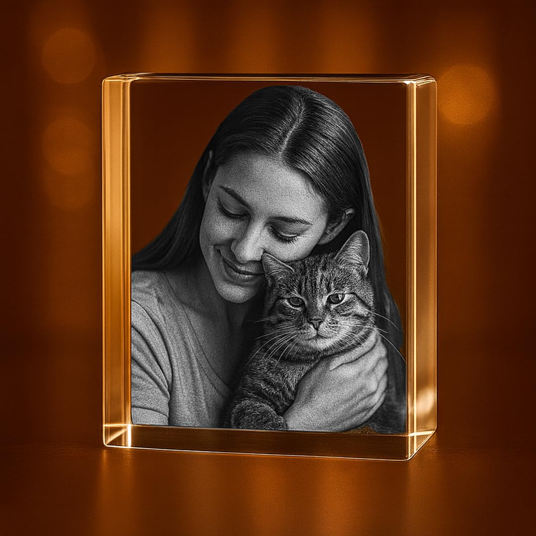 Personalized 3D Crystal Heart Figurine – Custom Photo Engraved Gift, Premium Crystal Keepsake for Anniversary, Wedding, Birthday, Couples & Loved Ones(medium rectangle 3 * 3.5 * 3 inches)