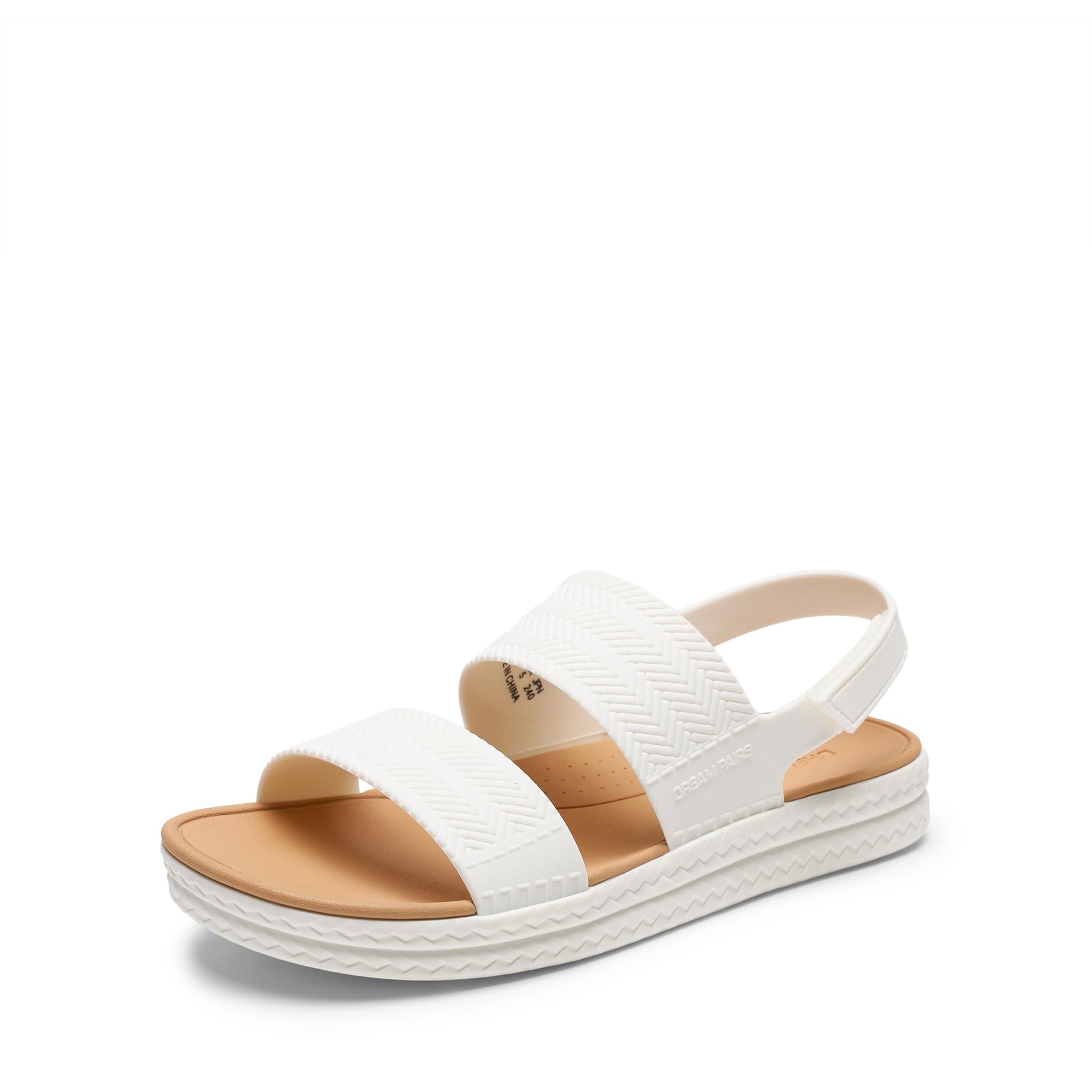 DREAM PAIRS Women Water Sandals Comfortable Flat Beach Platform Dressy Summer Walking Shoes,Size 7,White,SDFS26006W
