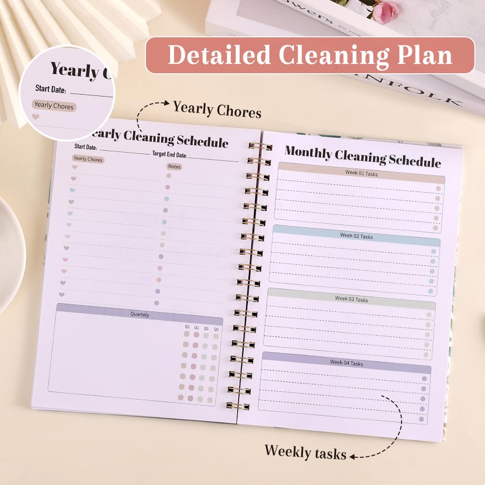 icceemee All-in-One Family planner Organizer & Home Management Binder: Calendar Scheduling, Finance Budget, Meal Planning & Grocery Lists, Cleaning Schedule, Activities & Health Tracker,For Busy Moms & Households