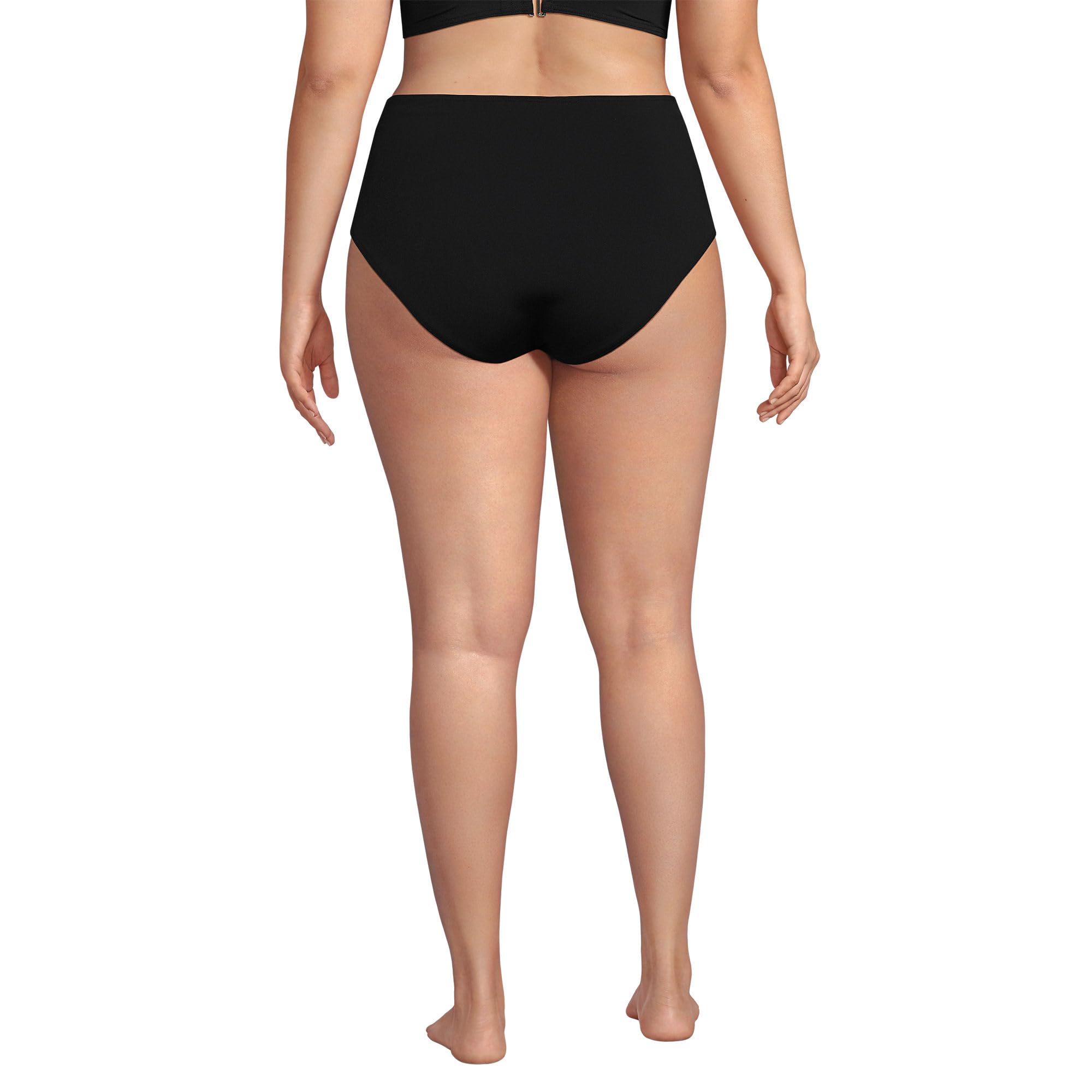 Lands' End Women's Cheeky High Waisted Bikini Bottoms 2 Black