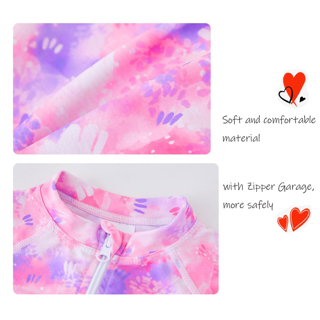 UMELOK Baby Girl Swimwear Infant Bathing Suit Rash Guard Swimwear UPF 50+ Sun Protection Swimsuit Rashguard Sunsuit Pink, Tie Dye-12-18M
