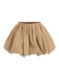 WDIRARA Women's Asymmetrical Hem Bubble Skorts Elastic Waist Loose Fit Solid Mini Skirt Pants Khaki Medium