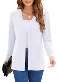 Womens Open Front Sweaters Casual Long Sleeve Fall Lightweight Cardigans (Large, White)
