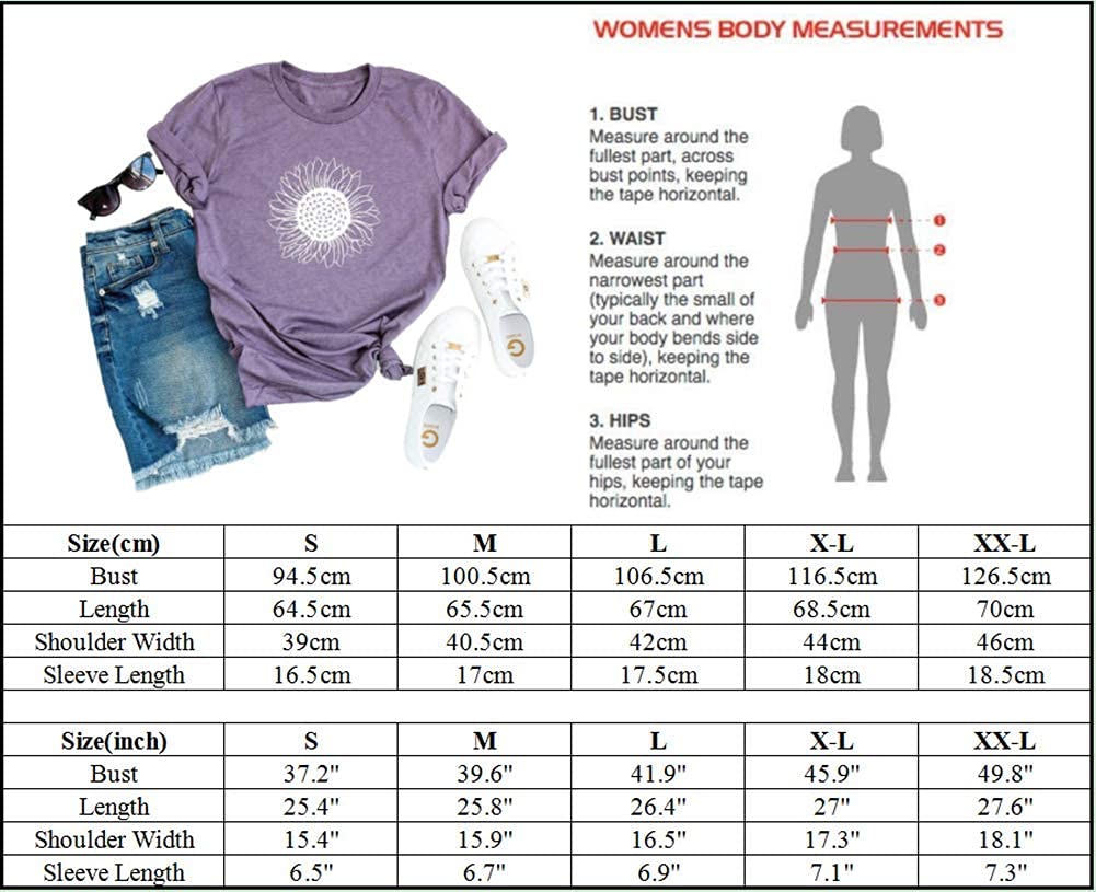 MaQiYa Womens Cute Sunflower Graphic Printed Tee Shirts Vintage Short Sleeve Cotton Shirts Tops (Purple,X-Large)