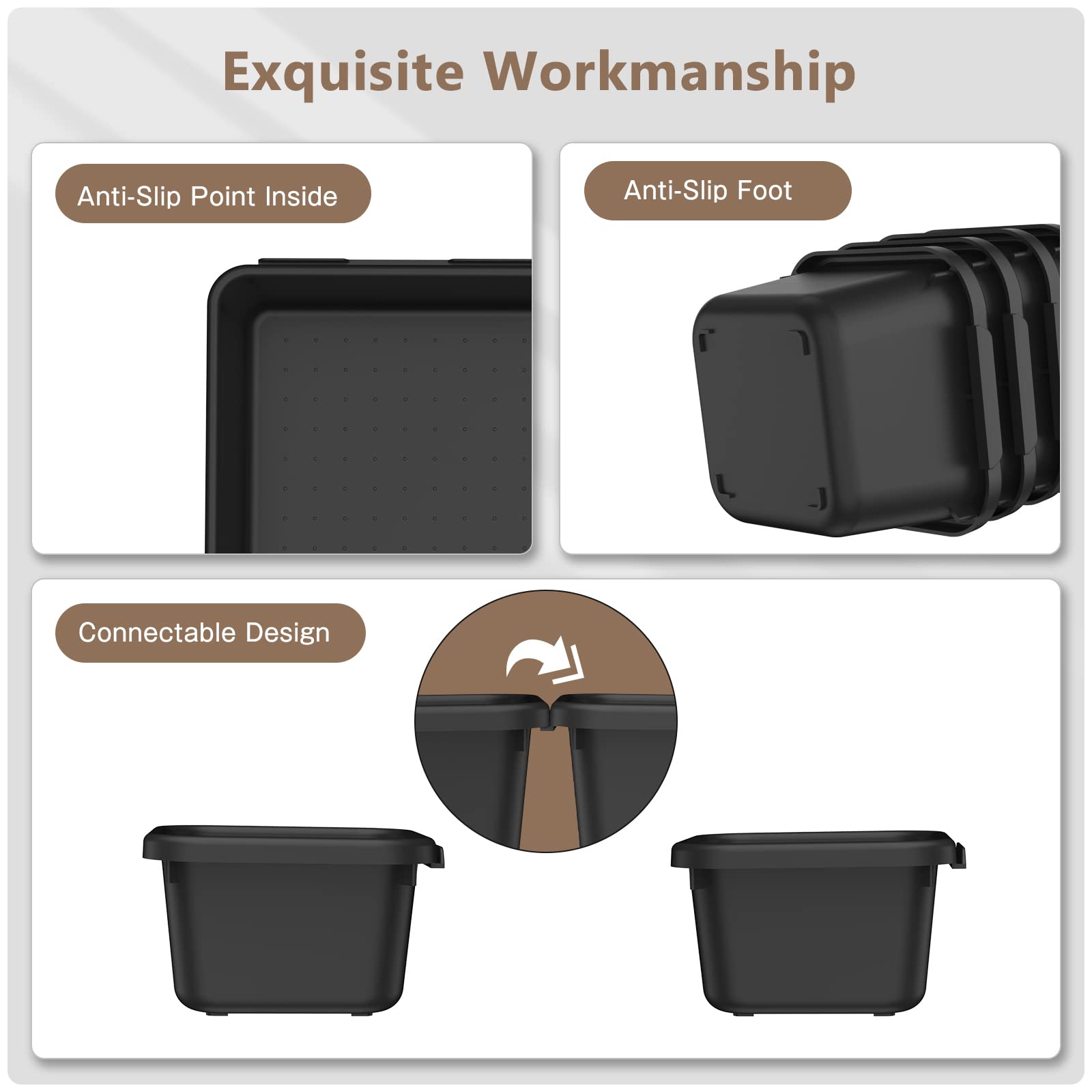 A-LUGEI【𝟰𝟲𝗣𝗖𝗦 & 5 Size】Tool Box Organizer Tray Divider Set, 【Black】 Desk Drawer Organizer, Garage Organization and Storage Toolbox Accessories Rolling Tool Chest Cart Cabinet WorkBench Small Part