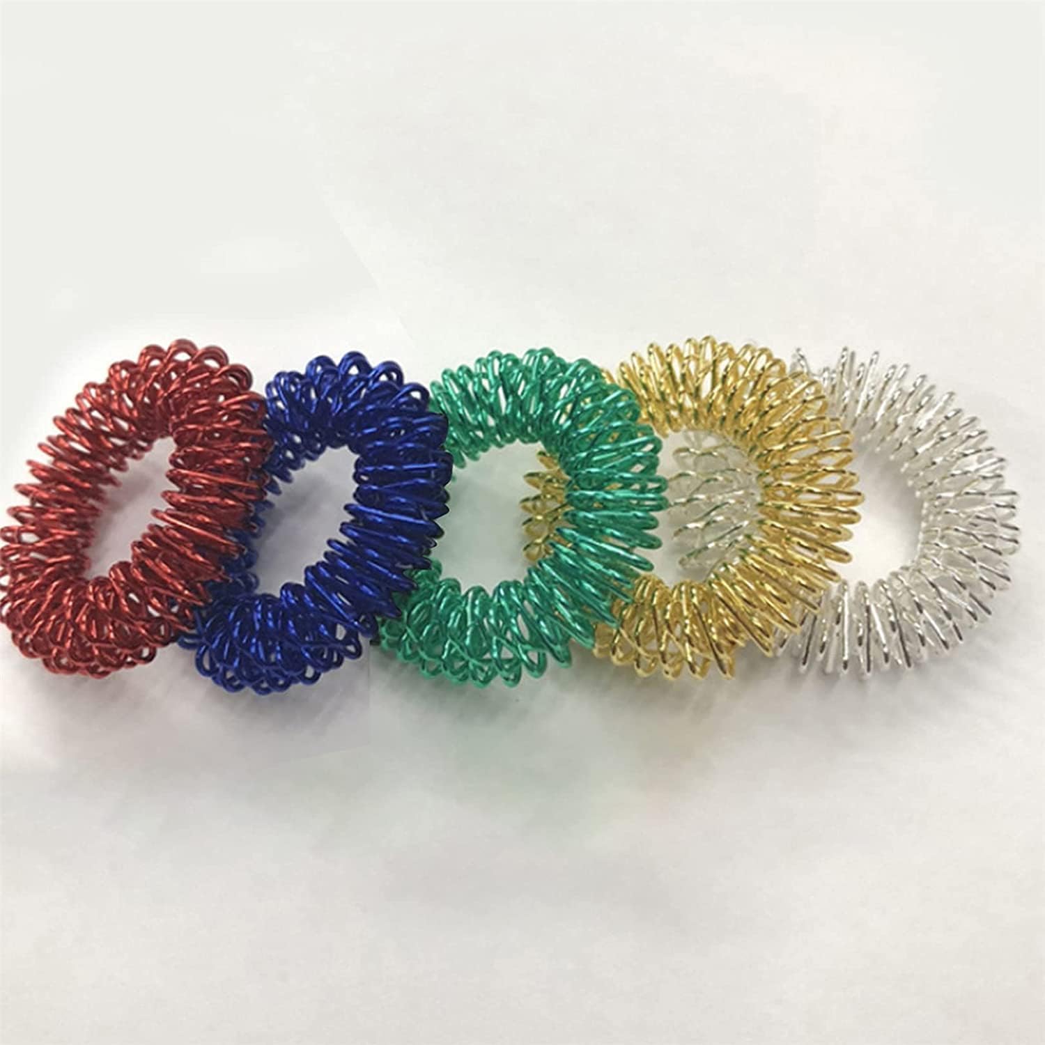 5Pcs Multicolor Finger Massage Rings Prickly Sensory Acupressure Ring, Color Professional Processed，Manual Massage Balls，Exercise One's Fingers Health Care Products Health and Household,Massage Tools