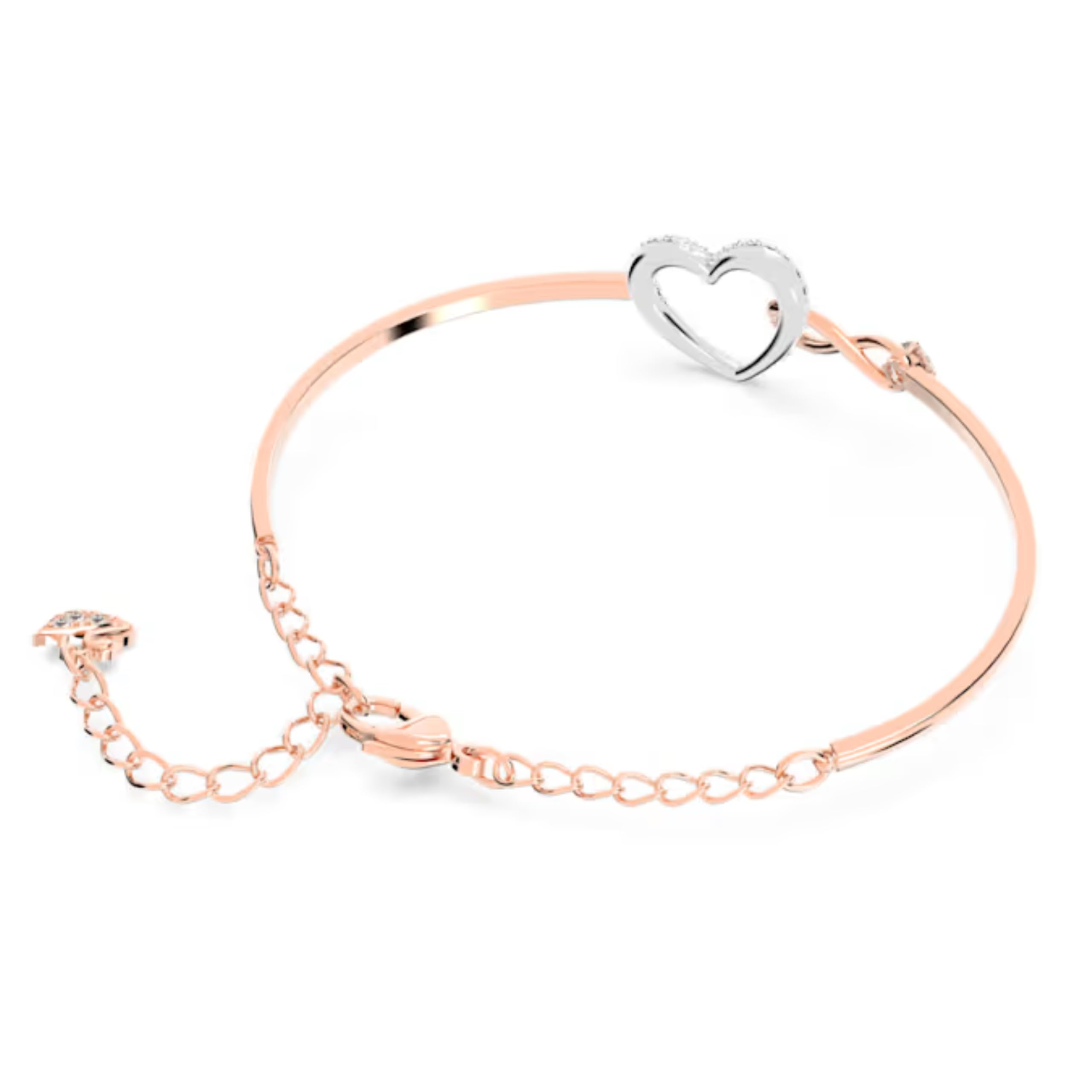 Swarovski Hyperbola Women's Bangle Bracelet with a Rose-Gold Tone Plated Bangle, Clear Crystals and Lobster Clasp