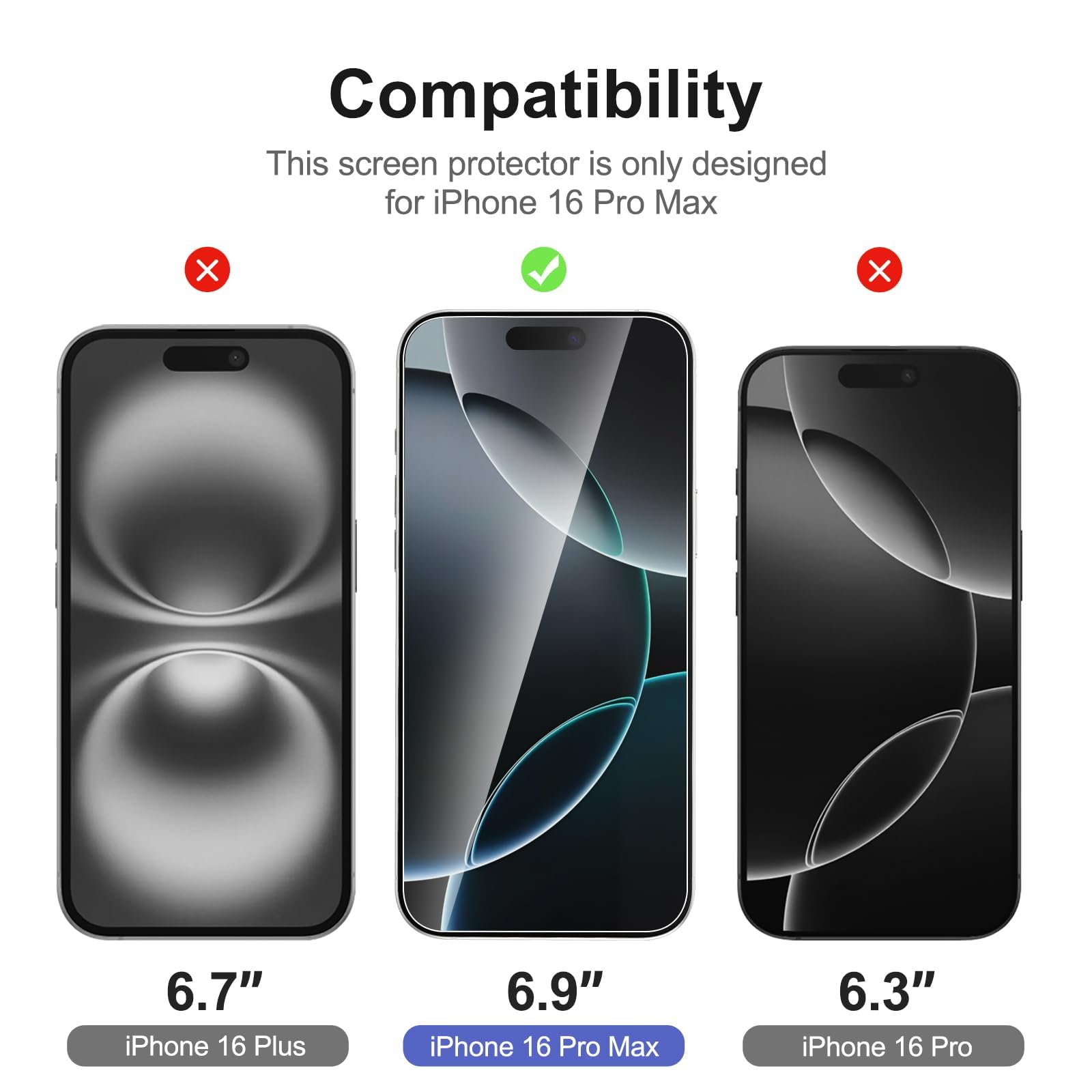 NEW'C 3 Pack Designed for iPhone 17 Pro Max, iPhone 16 Pro Max Screen Protector (6.9 inches), Enhanced Tempered Glass Protection with easy installation tool included,Case Friendly Ultra Resistant