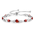 FANCIME January Birthstone Teardrop Garnet Tennis Bracelet for Women, Sterling Silver 9x7mm main Gemstone Bolo Adjustable Chain Bracelet Fine Jewelry Birthday Gifts for Women Mom Wife Her