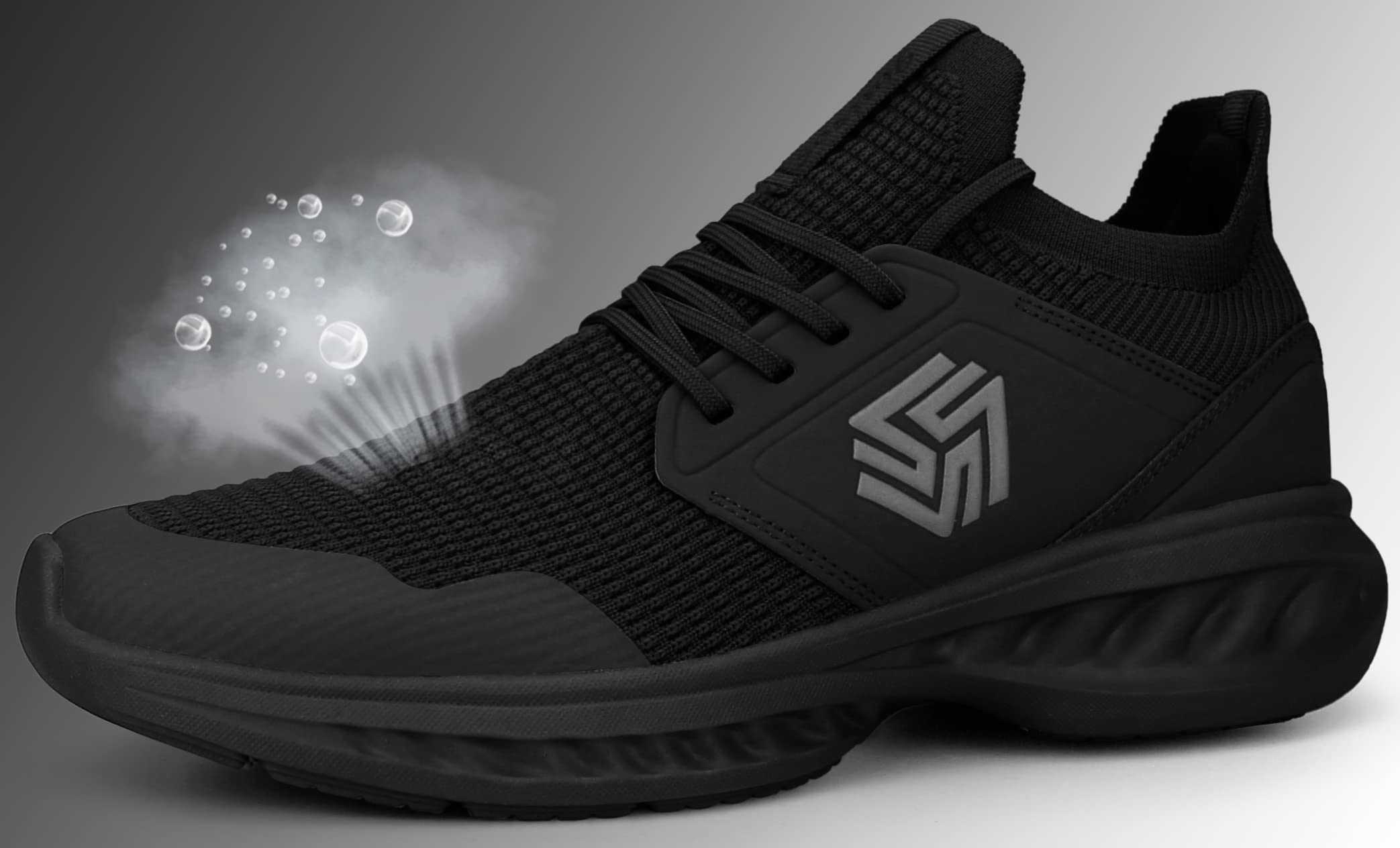 Giniros Mens Slip On Walking Shoes Non Slip Running Shoes Breathable Workout Shoes Lightweight Gym Sneakers All Black Size 12