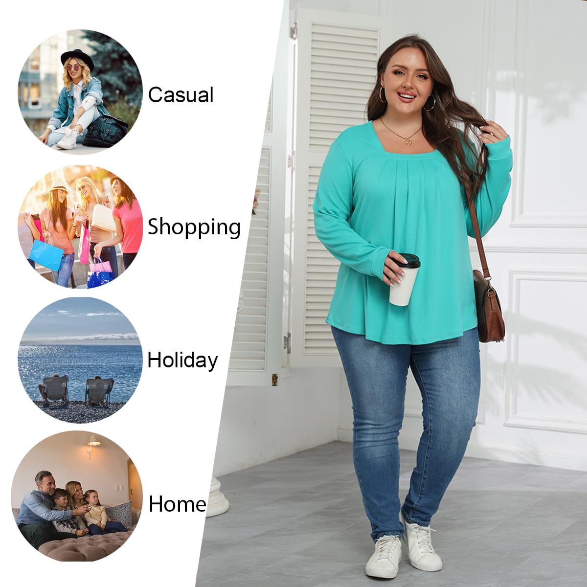 Anymeet Plus Size Tops for Women Fall Long Sleeve 2025 Winter Shirt for Leggings Purple XXXXL
