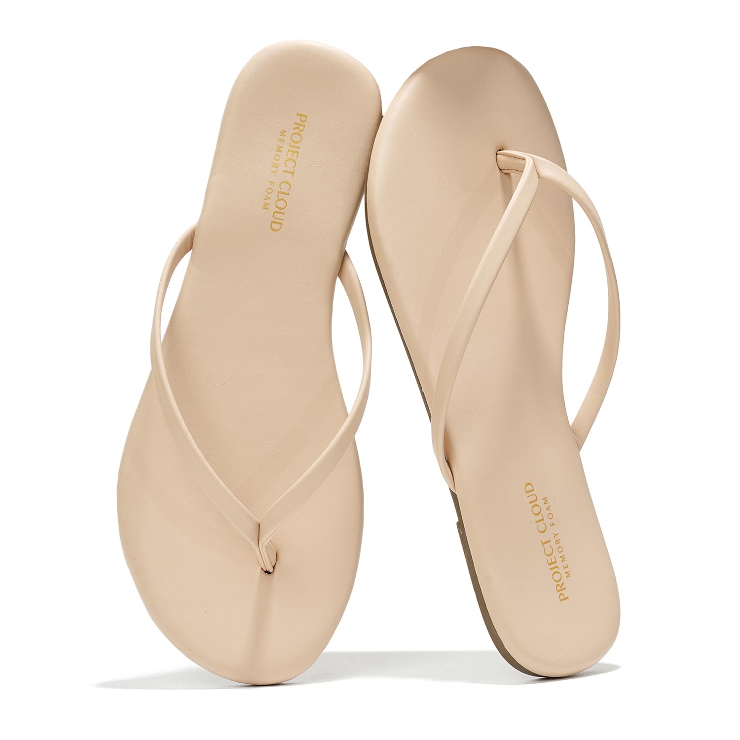Project Cloud Flip Flops for Women Footwear- Lightweight and Memory Foam Insole Sandals for Women 2026 - Durable Non-Slip Beach Essentials Flats for Women Sandals (Foundations, Beige, 8)