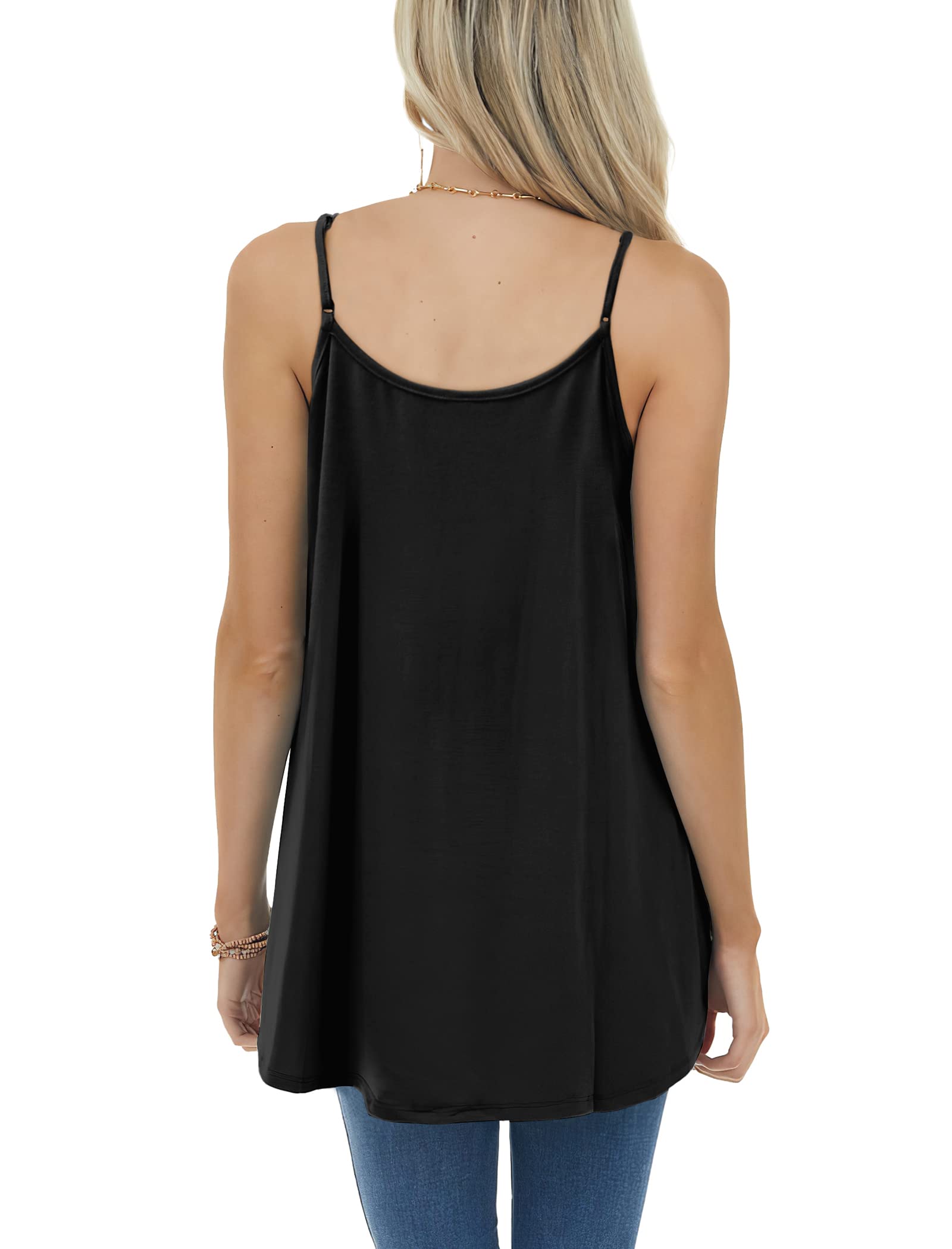 Tops for Women 2025 Trendy Loose Fit Flowy Workout Tanks Summer Shirts Spring Beach Vacation Clothes Black L
