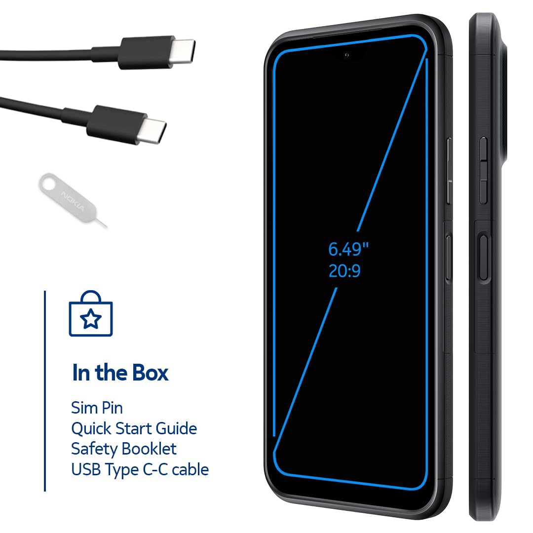 Nokia XR21 5G | Android 12 | Unlocked Rugged Smartphone | Dual SIM | US Version | 6/128GB | 6.49-Inch Screen | 64MP Dual Camera | Midnight Black