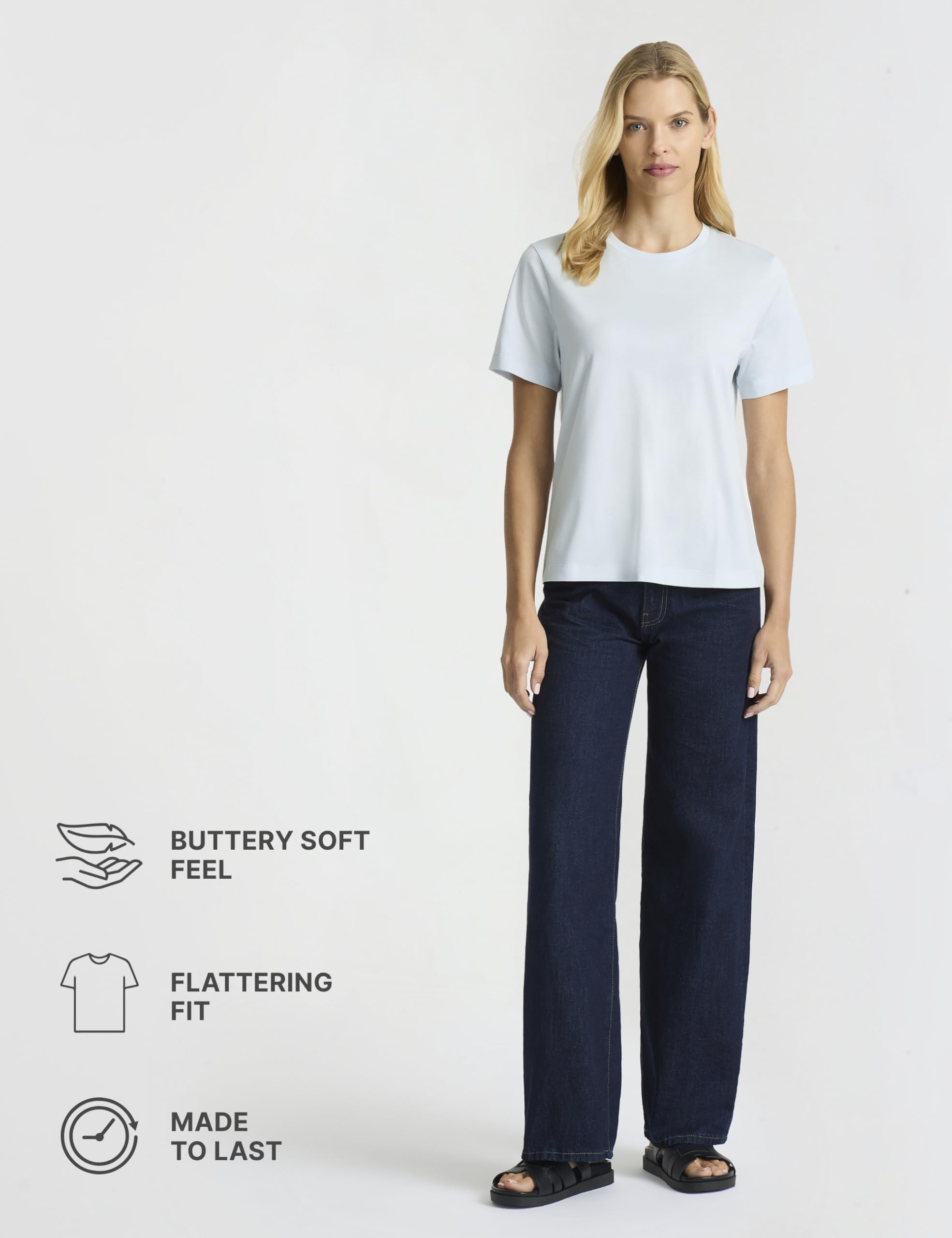 Presics Women’s Supima® Mercerised Cotton T-Shirt - Light Blue - X-Small – USA-Grown Cotton, Luxury Finish, Crew Neck, Short Sleeve, Flattering Fit