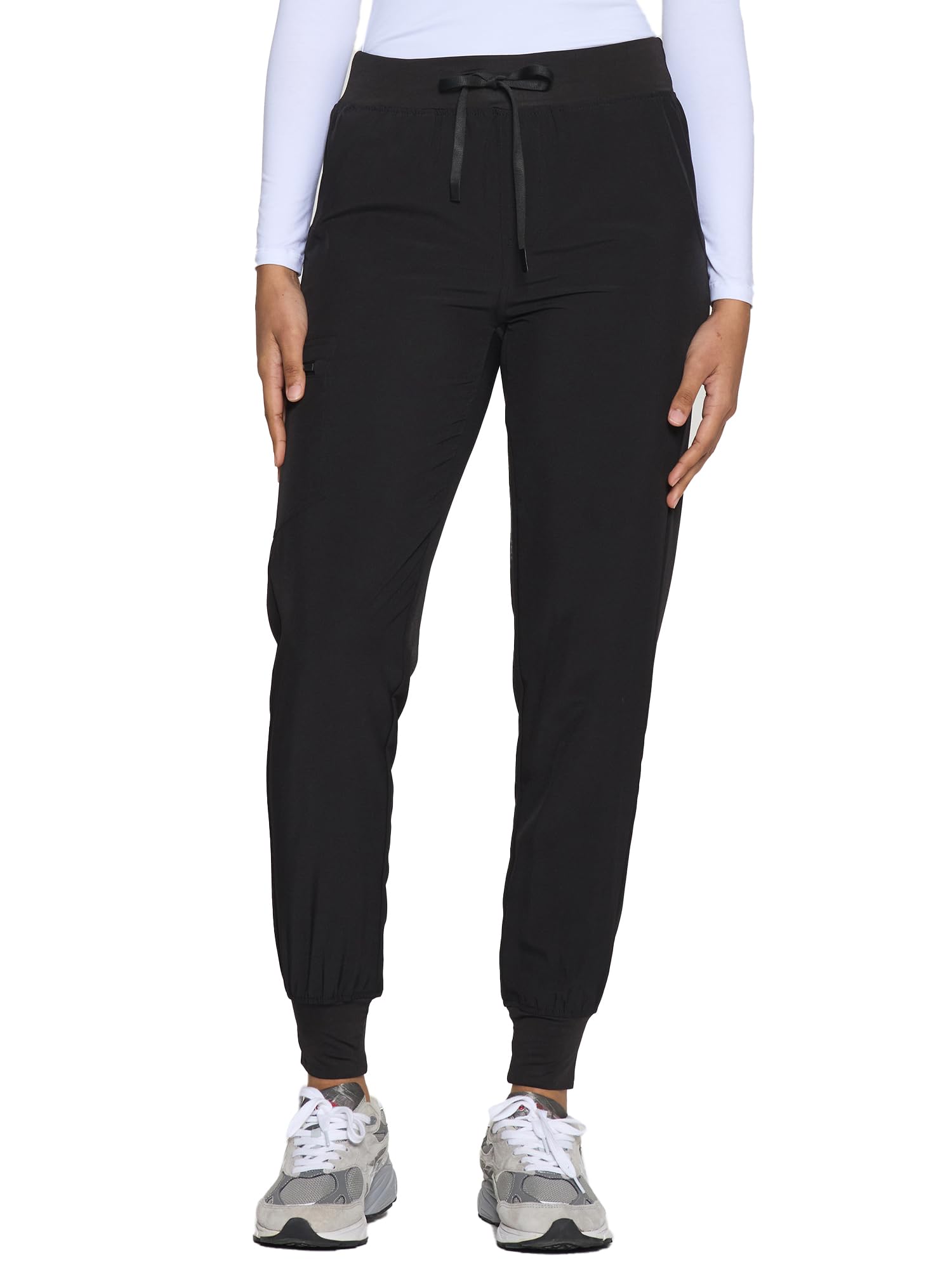COZYFIT Womens Scrub Pants - Soft Stretch Yoga Style with 5 Pockets, Slim Fit Jogger Scrubs Pants for Women Black