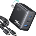 INIU 65W USB C Charger Block, 3-Port GaN Fast Charging Adapter with 100W Cable & Advanced Protection, Foldable Travel Charger for iPhone 17 16 15 Pro Max, iPad, Samsung S26 S25 Ultra, Pixel eReaders