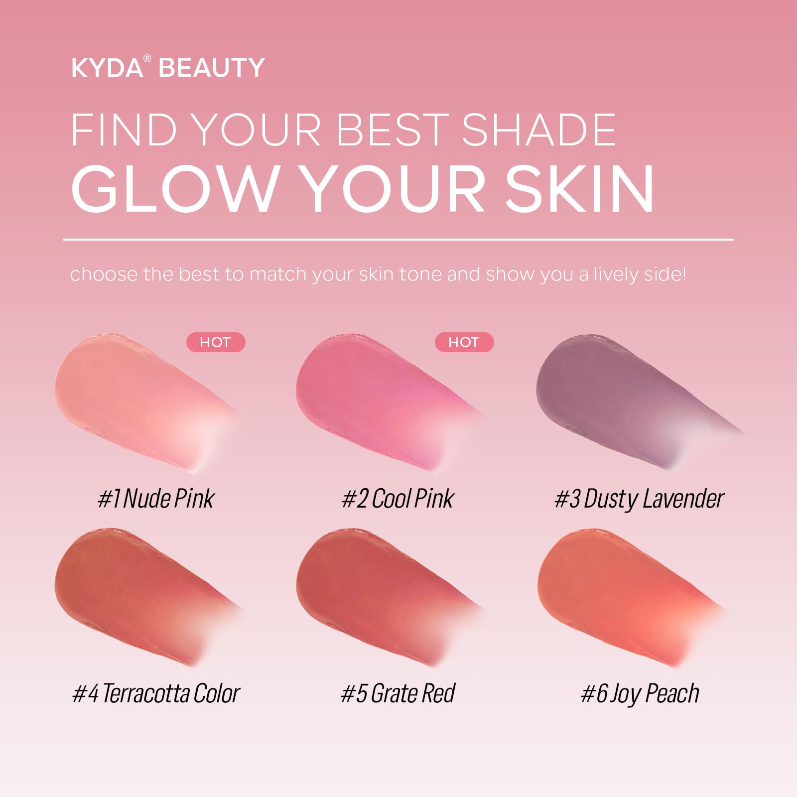 KYDA Liquid Blush, Matte Tinted for Cheeks, Lasting Dewy Cheek, Soft Creamy Blush, Blendable Lightweight, Buildable Matte Coverage, Cool Pink