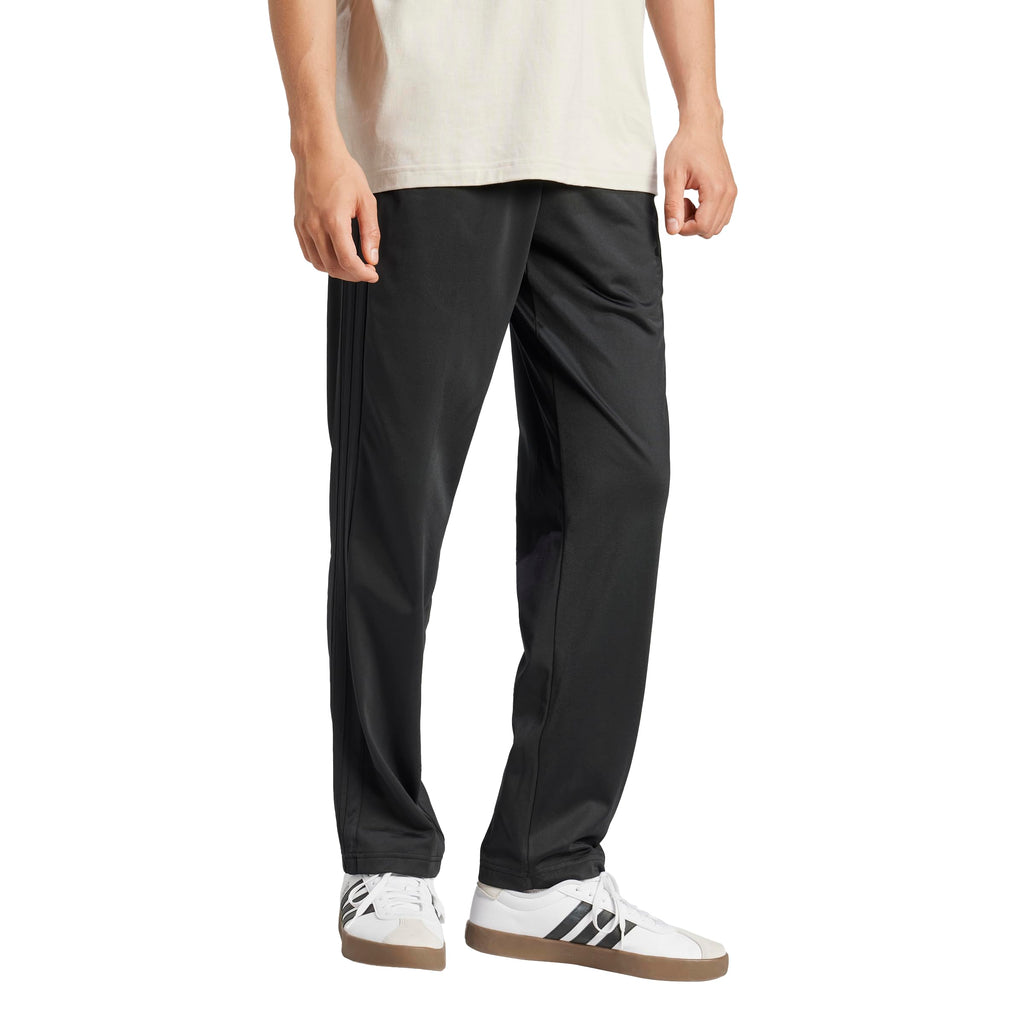 Adidas Mens 3-Stripes Tricot Regular Fit Open Hem Sportswear Track Pants, Black/Black, Large