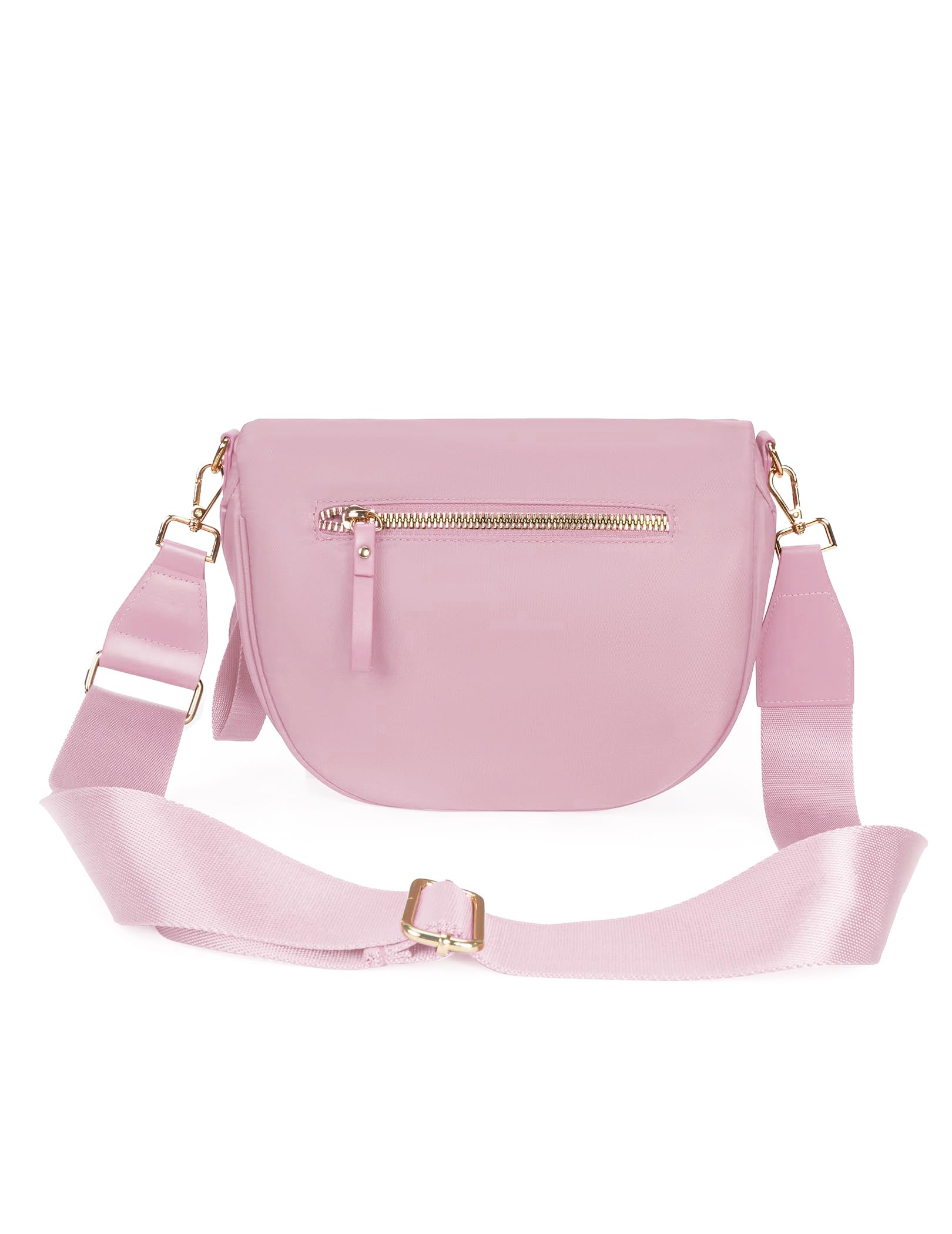 Spacious Nylon Crossbody Bag Bum Bag Handbags Wallets Purses Trendy Shoulder Bag for Women (Pink)