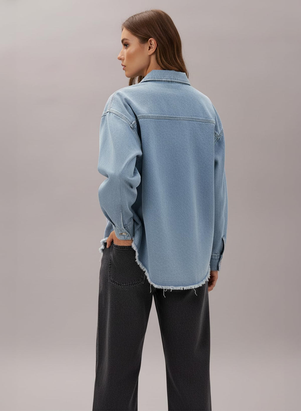 Dokotoo Womens Washed Boyfriend Oversized Lapel Button Up Long Sleeve Denim Trucker Jacket Distressed Ripped Denim Jackets Fashion Distressed Jean Jacket for Women Sky Blue S