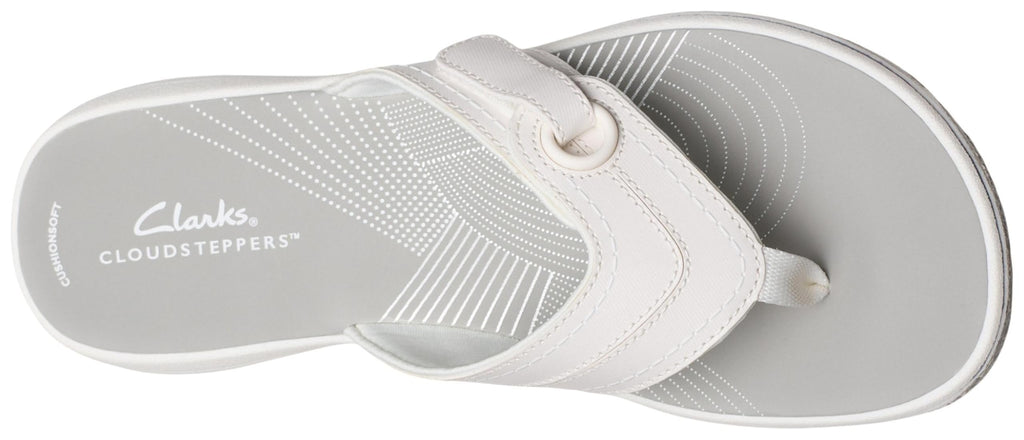 Clarks Women's Breeze Reyna CloudSteppers Flip-Flop, White Synthetic, 9