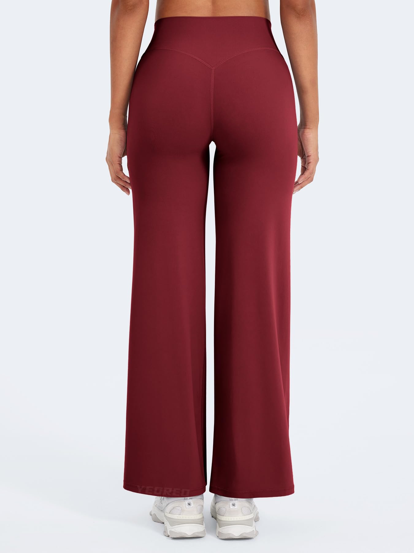 YEOREO Workout Leggings Womens No Front Seam Straight Leggings 29" High Waist Buttery Eddiy Gym Yoga Pants Ancora Red S