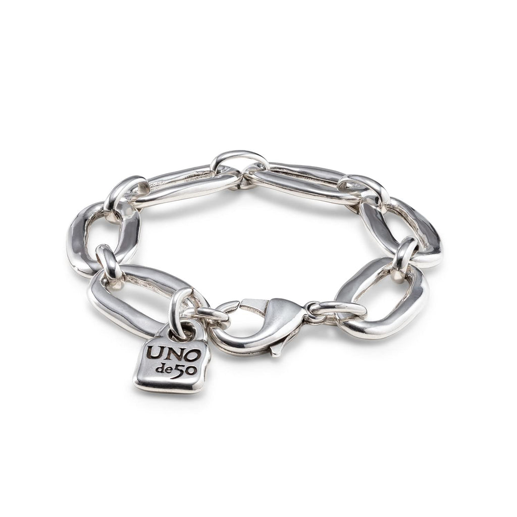 Uno de 50 AWESOME Oval Link Chain Bracelet, Sterling Silver Plated