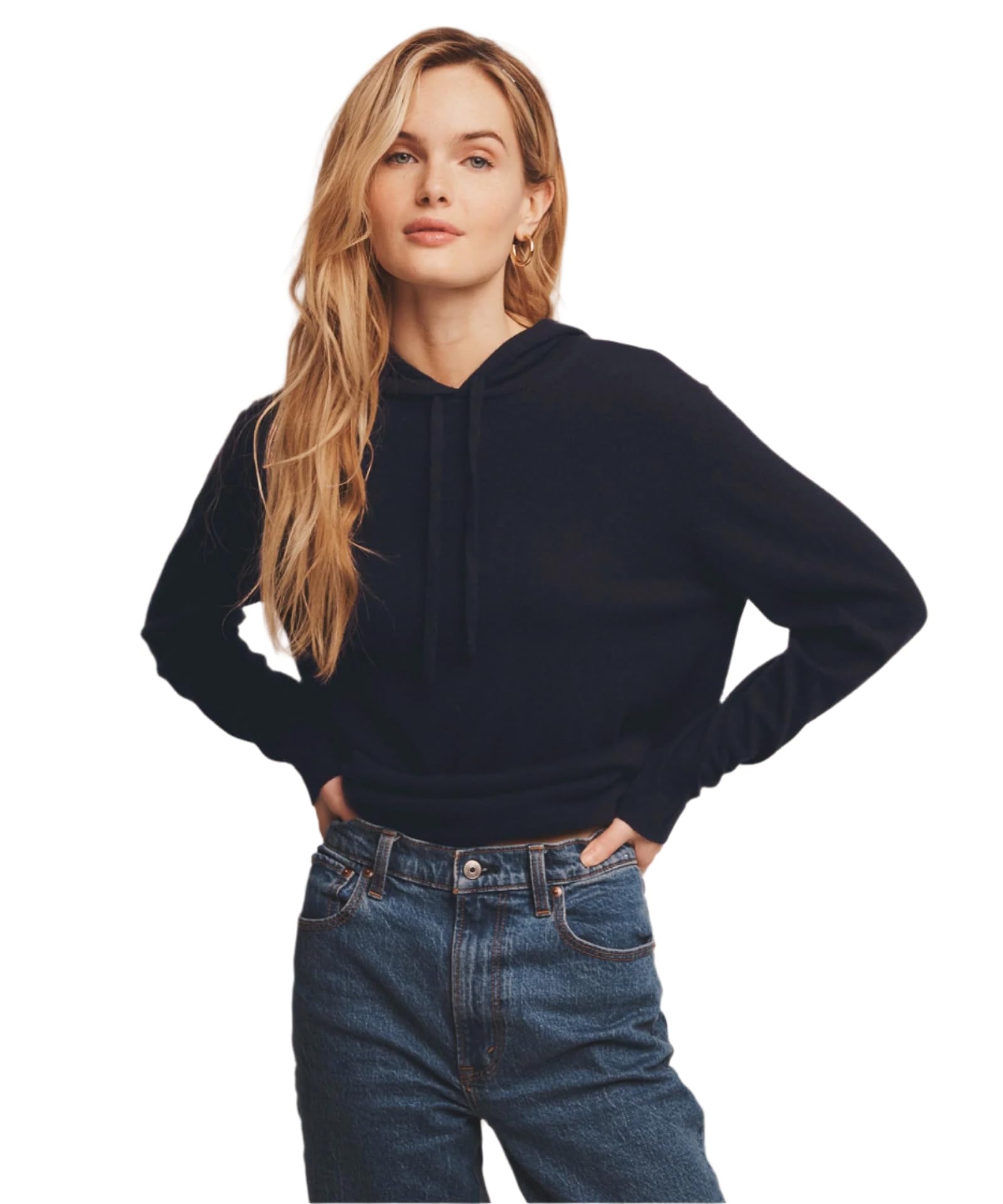 NAADAM Womens The Off-Duty 100% Cashmere Hoodie Navy