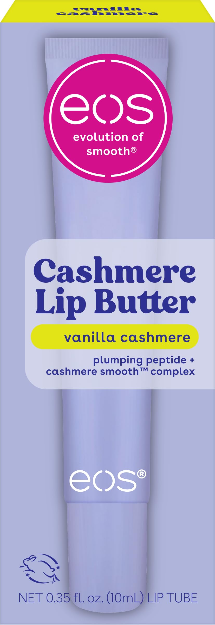 eos Cashmere Lip Butter – Vanilla Cashmere, Smoothing Lip Mask & Moisturizer with Plumping Peptides & Shea Butter, 0.35 fl oz