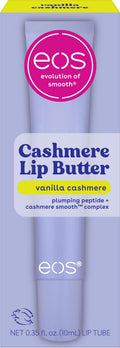 eos Cashmere Lip Butter – Vanilla Cashmere, Smoothing Lip Mask & Moisturizer with Plumping Peptides & Shea Butter, 0.35 fl oz