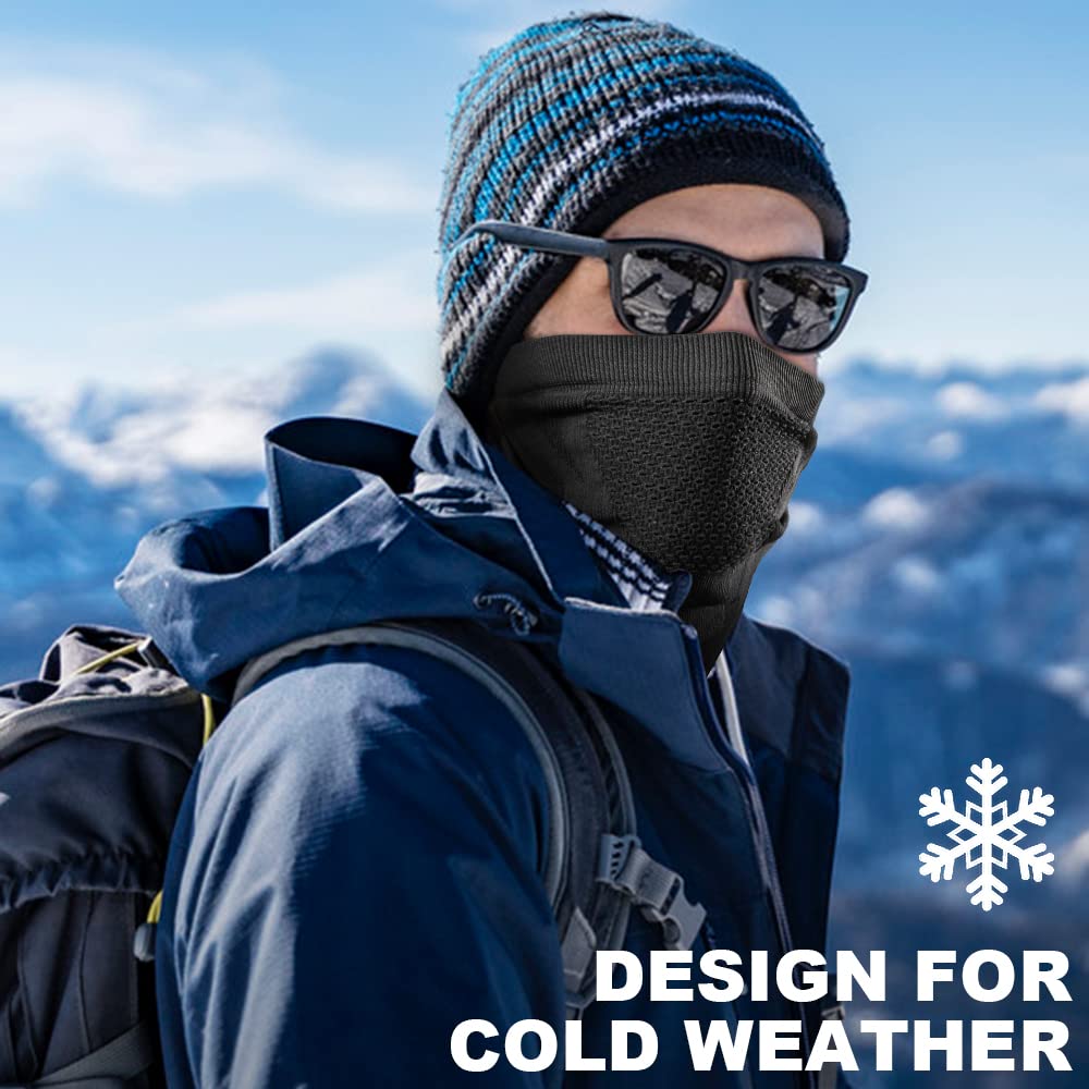 WTACTFUL Winter Neck Gaiter Neck Warmer Half Face Ski Mask Thermal Cover Shield for Cold Weather Windproof Tube Bandana Balaclava for Running Skiing Snowboarding Cycling Motorcycle Riding All Black