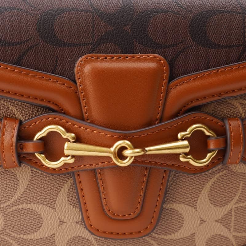 Women Small Crossbody Bags Women Golden Buckle Leather Purse Handbag Fashion Design (coffee&brown)