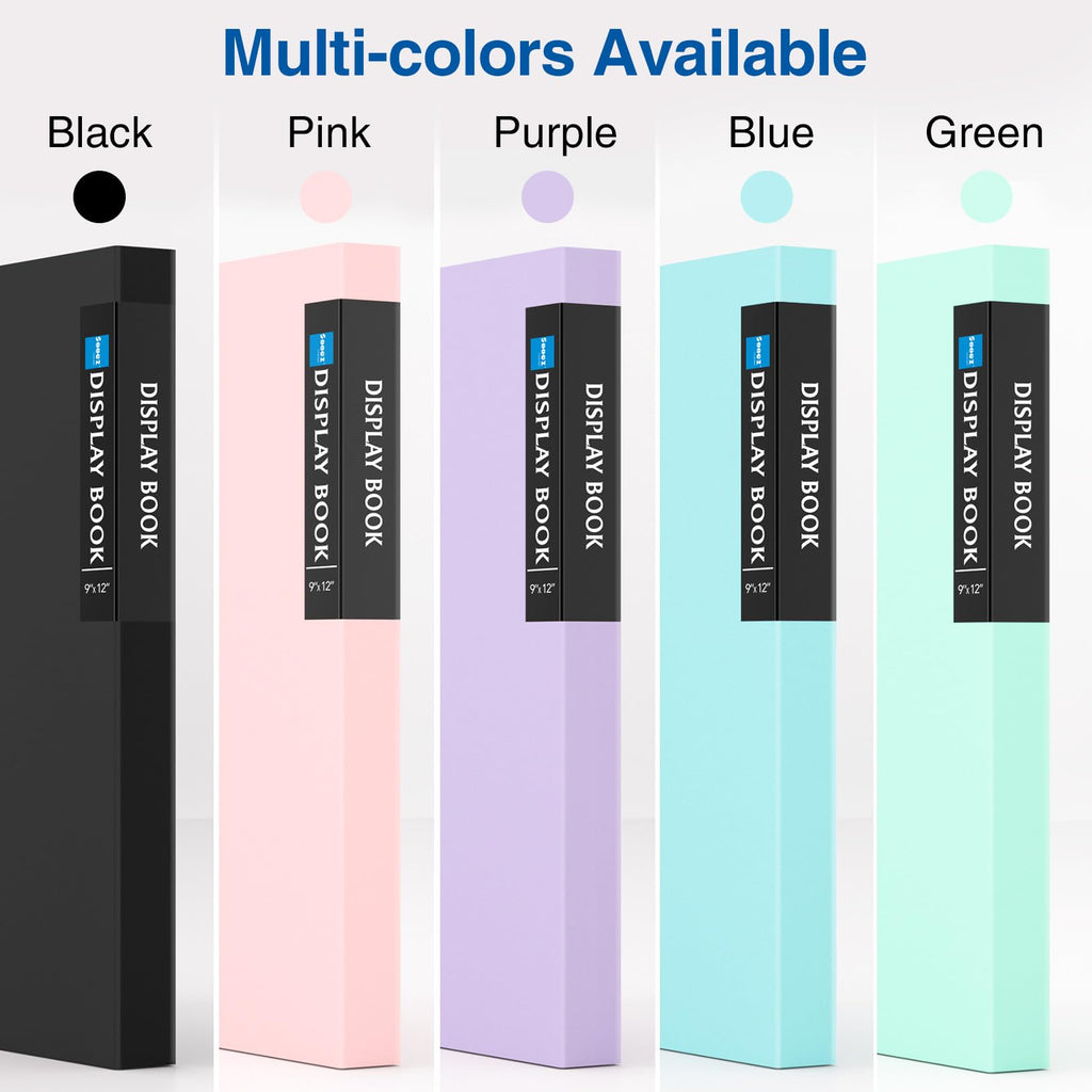 Sooez Binder with Plastic Sleeves 30-Pocket, Displays 60 Pages, 9x12 Presentation Folders with Clear Sheet Protectors, Art Portfolio with 30 Black Paper for Certificate & Office Project