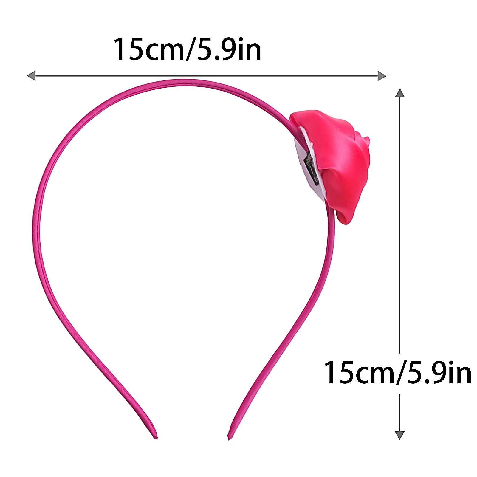 Doneace Valentine's Day Headbands Romantic Rose Hairband Hot Pink Rose Flower Hair Hoop Valentine's Party Hair Accessories Headdress for Women and Girls 1Pcs