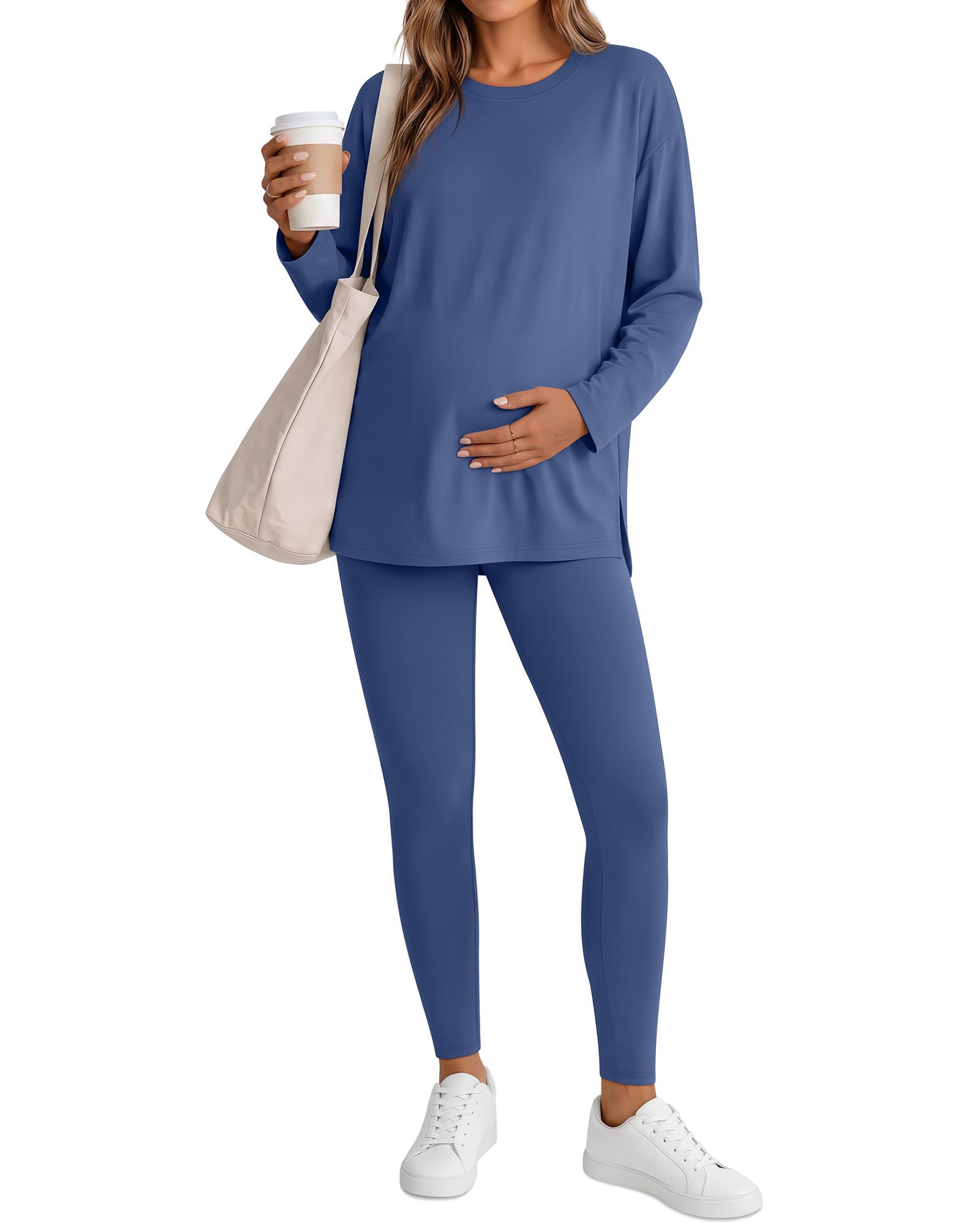 Huukeay Women's Maternity Sets Postpartum Pajamas, Haze Blue, XX-Large