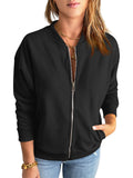 GeGekoko Womens Zip Up Sweatshirts Jackets Long Sleeve Casual Loose Outwear with Pockets Black