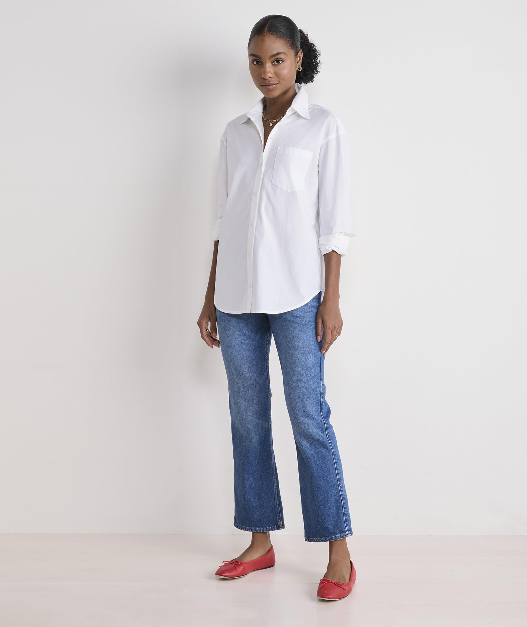 vineyard vines Birdie Poplin Button-Down, White Cap, M