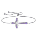 YL Cross Bracelet 925 Sterling Silver Infinity Sideways Link Bracelet Created Amethyst Jewelry for Women
