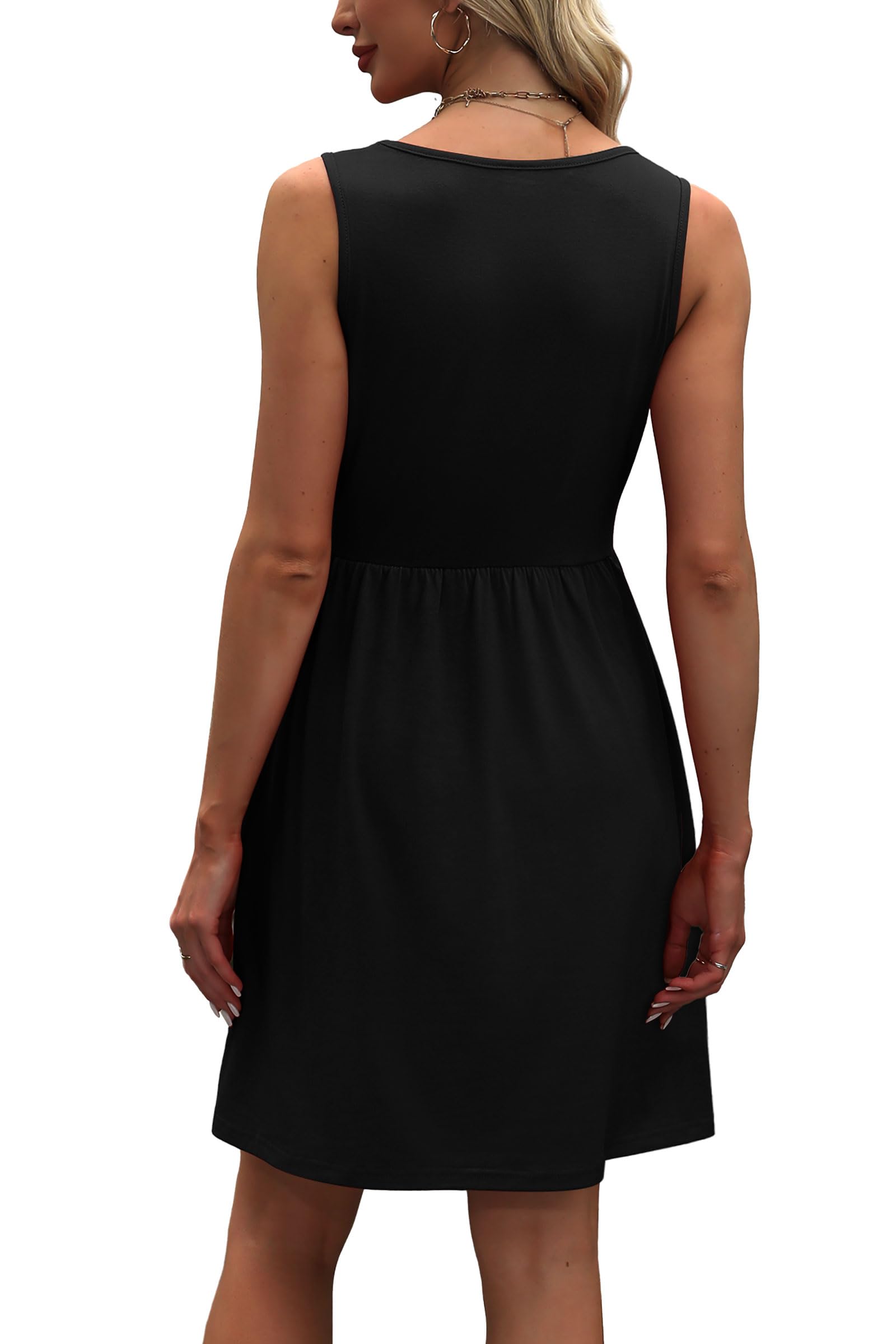 WIHOLL Summer Dresses for Women 2026 Elegant Classy A Line Sleeveless Womens Spring Dresses Casual Cute Teens Little Short Graduation Dress Sundresses Mini Sun Dress Beach Fashion Black M
