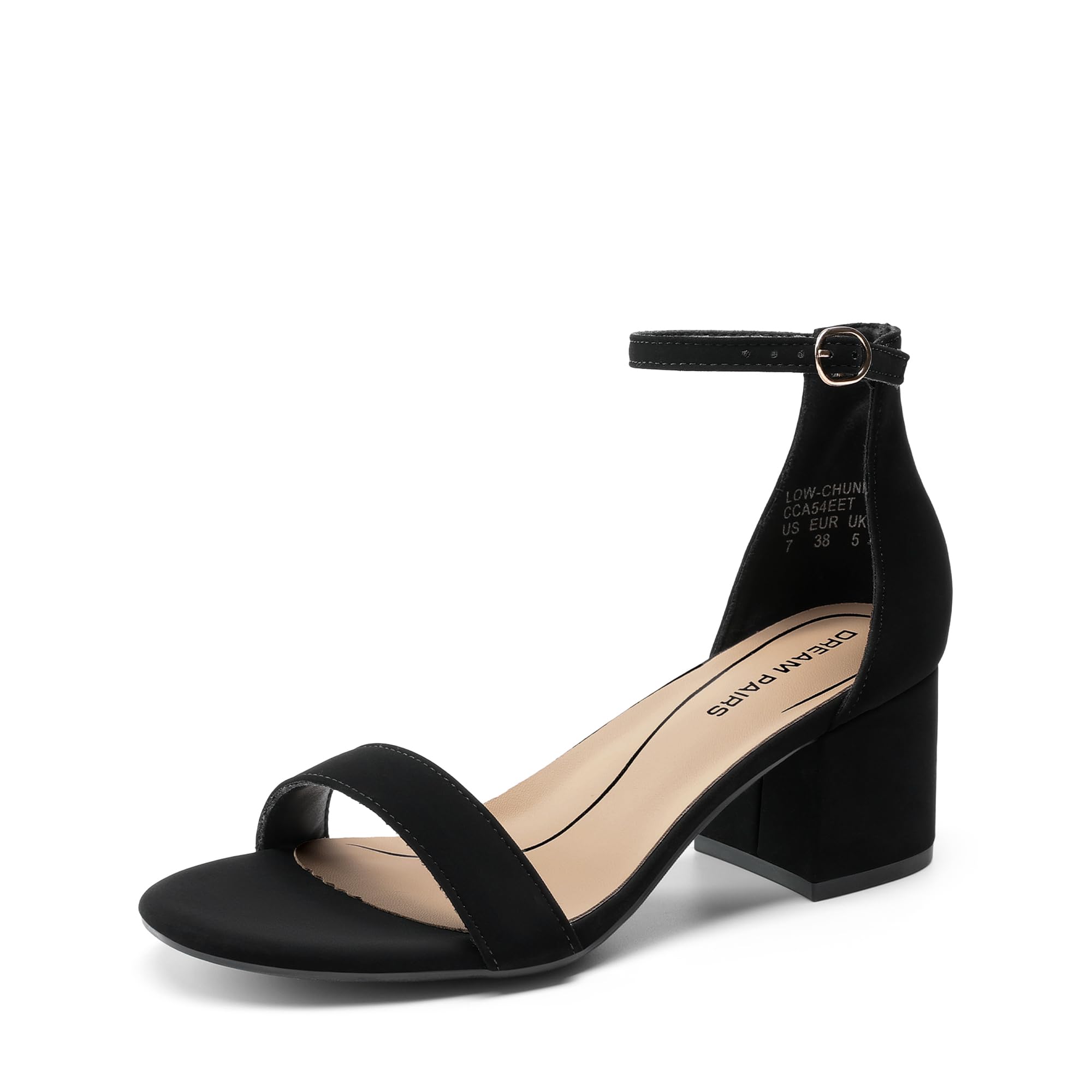 DREAM PAIRS Womens Low-Chunk Low Heel Pump Sandal,Size 8.5,Black/Nubuck,LOW-CHUNK