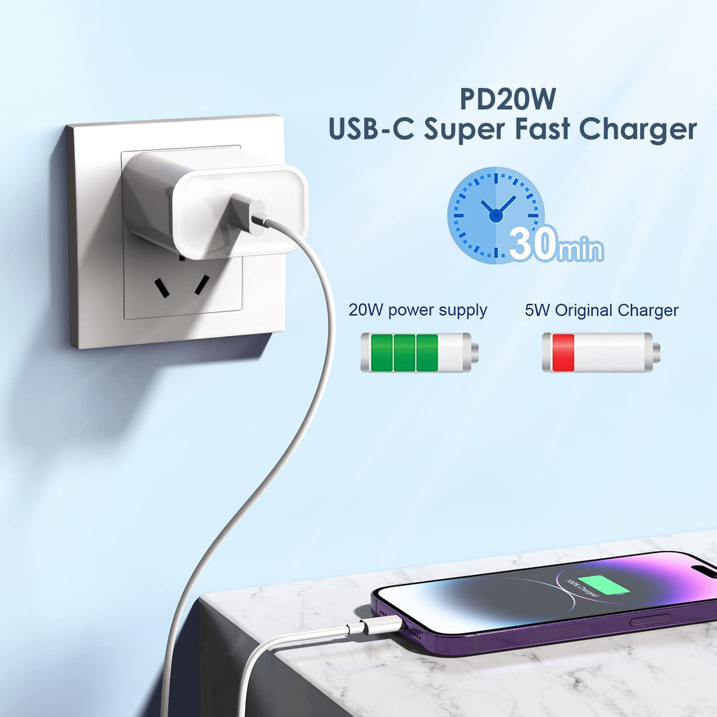 iPhone 17/16 Charger Block,【3Pack】20W USB C Wall Charger Block Fast Charging Blocks Plug Bricks PD Type C Adapter for Apple iPhone Air/17 Pro Max/16 ProMax/16Plus/15/14/13/12/AirPods/iPad Pro/Air/Mini