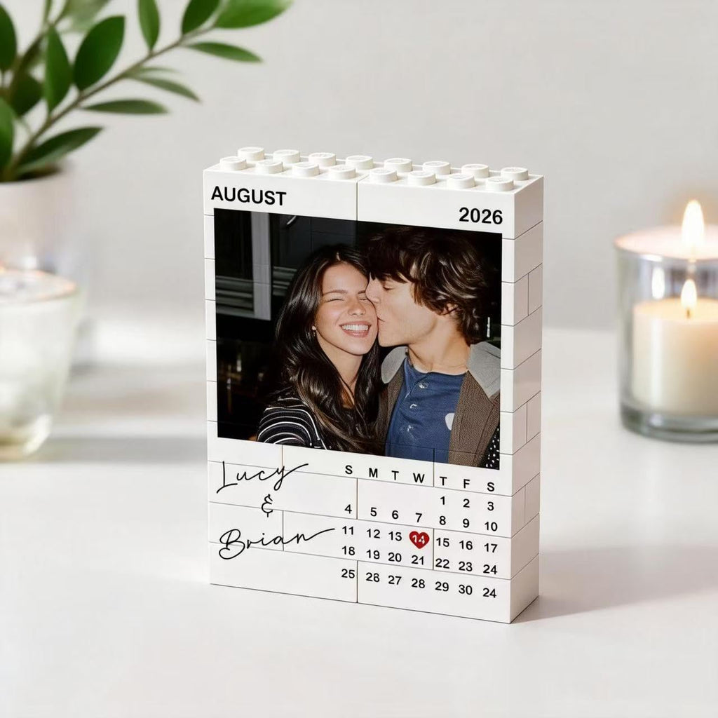Custom Couple Photo Building Blocks, Personalized Bricks Puzzle with Pictures, Home Decor Photo Frame Anniversary Birthday Valentines Gifts for Women, Wife, Men, Her, Him, Couples
