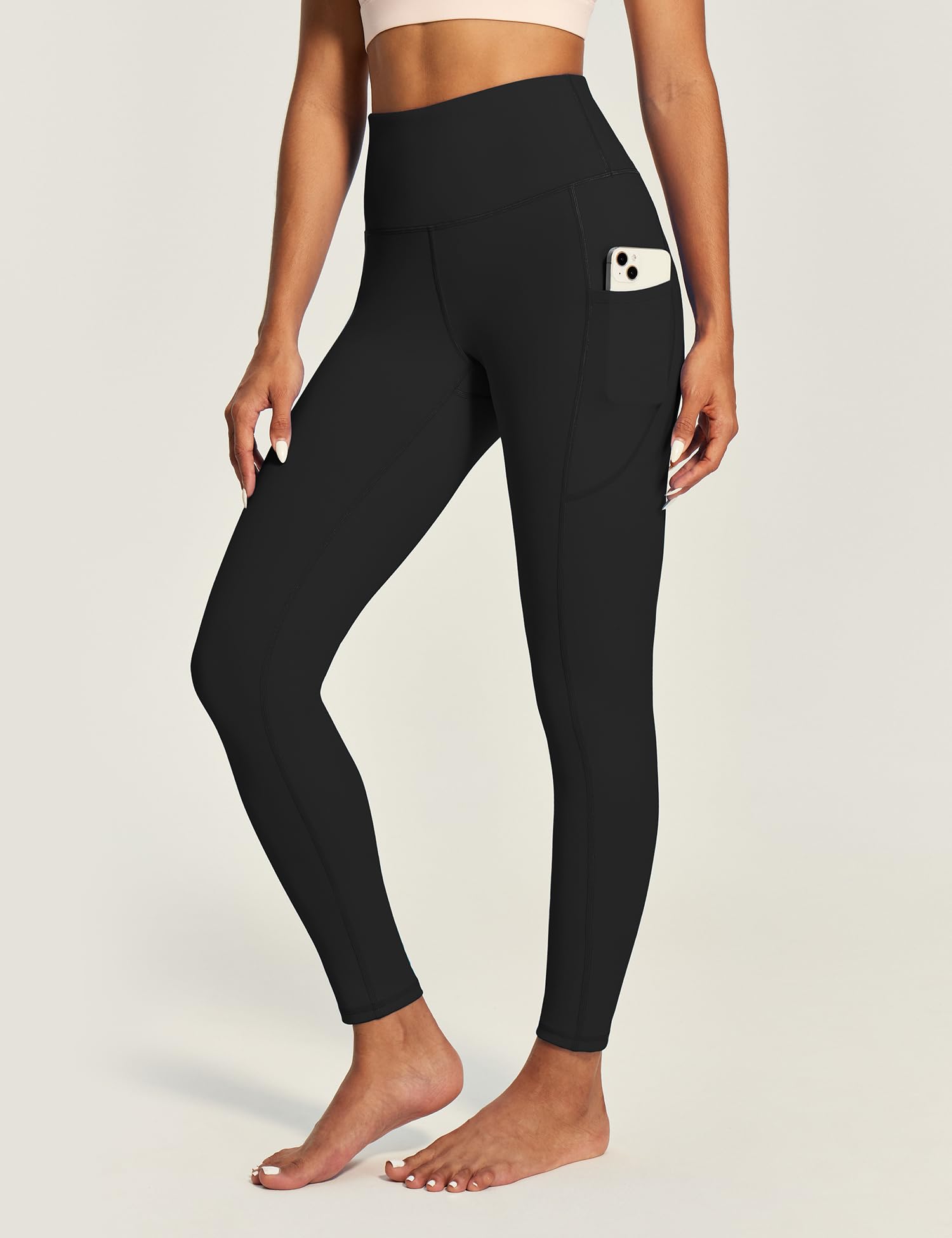 IUGA High Waist Yoga Pants with Pockets, Leggings for Women Tummy Control, Workout Leggings for Women 4 Way Stretch Black