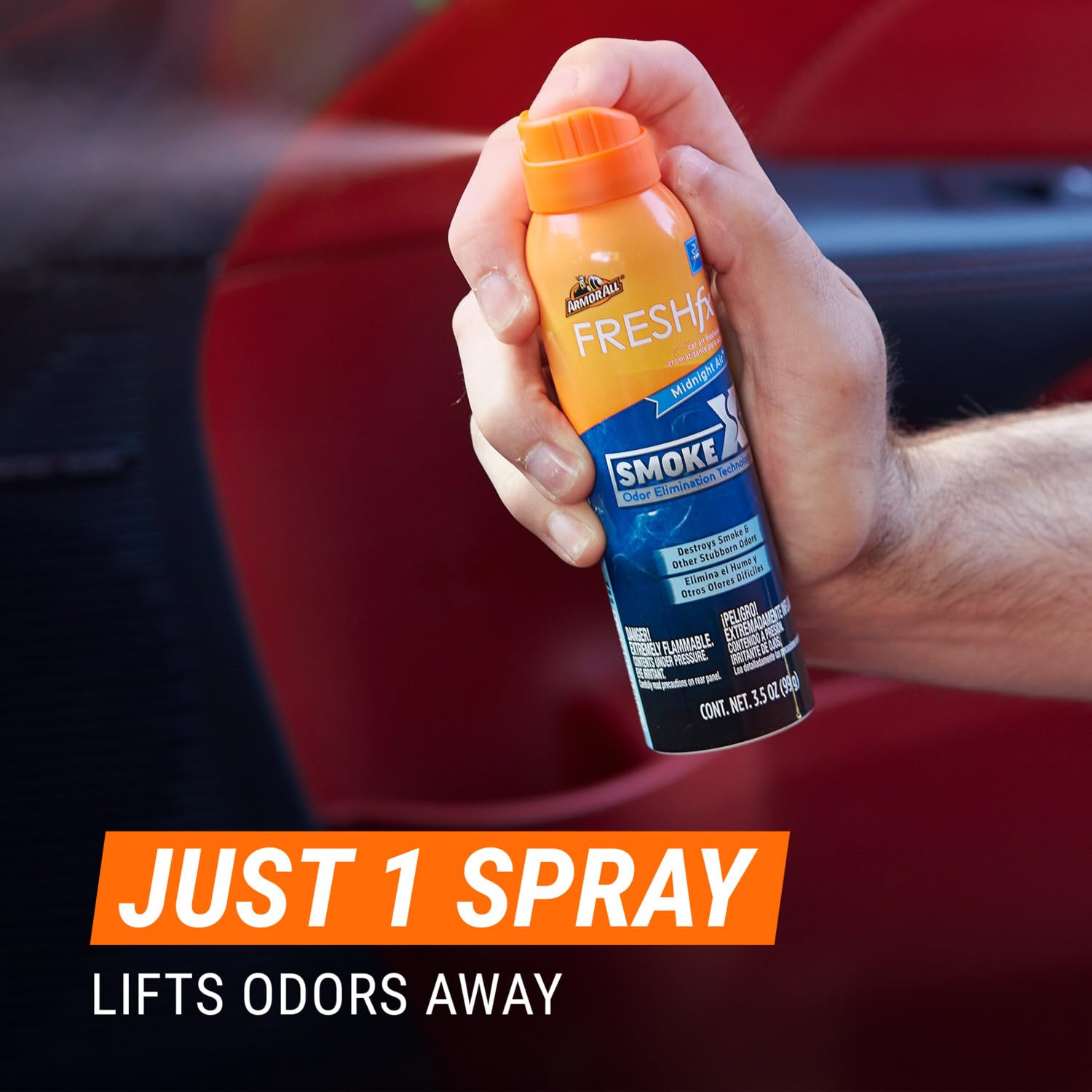 Fresh FX Smoke X Car Odor Eliminator Spray by Armor All, Car Air Freshener Spray, Midnight Air Scent, 3.5 Oz